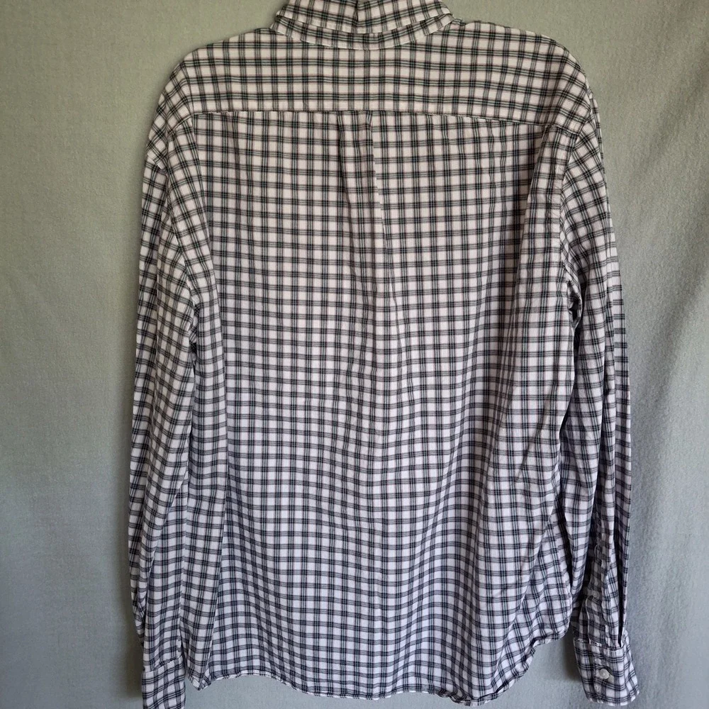 J Crew 2XL Shirt Slim Fit Button Down Gray Red Plaid Stretch Cotton Blend Casual